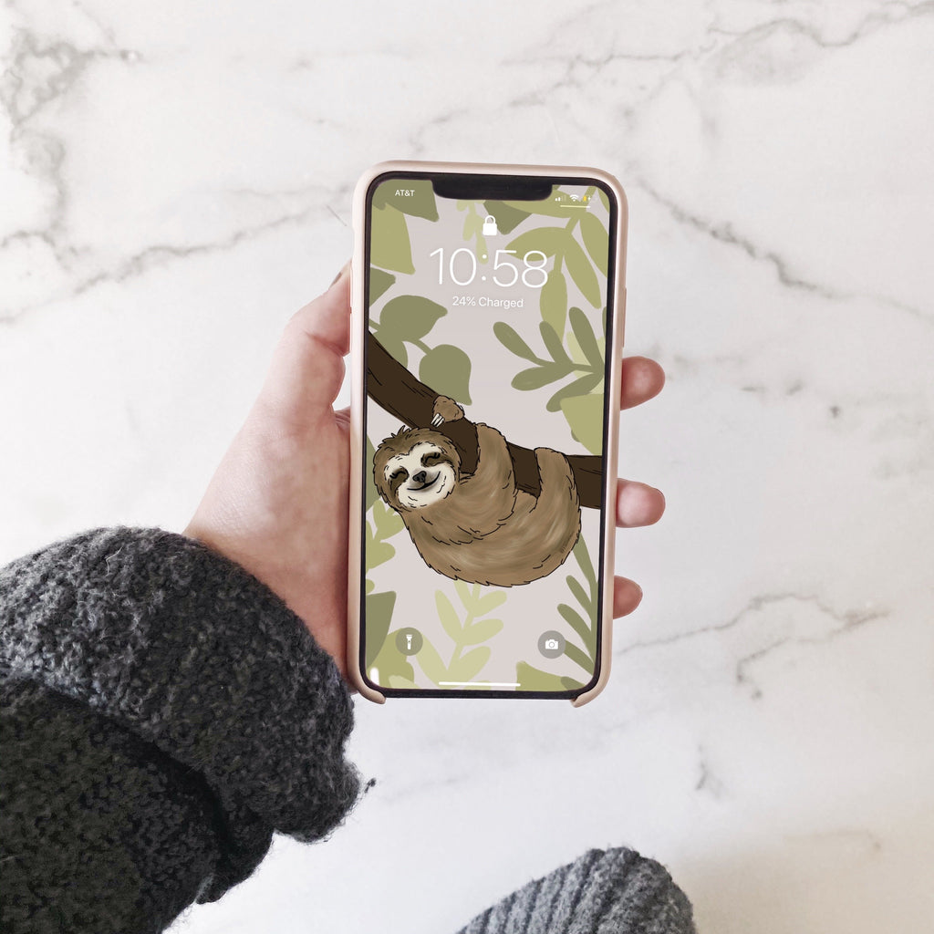 Tree Sloth Phone Wallpaper (Digital Download)