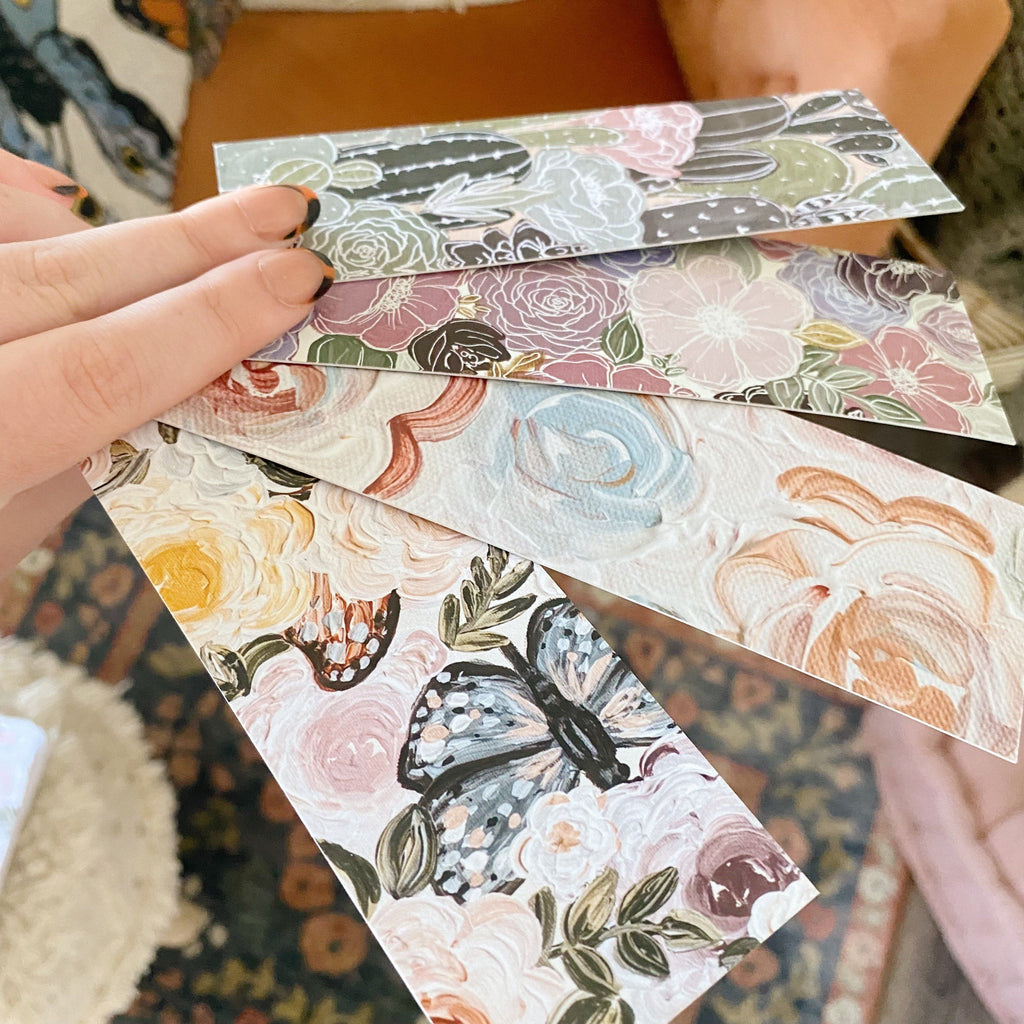 Colorful Florals Set of 4 Double Sided Bookmarks