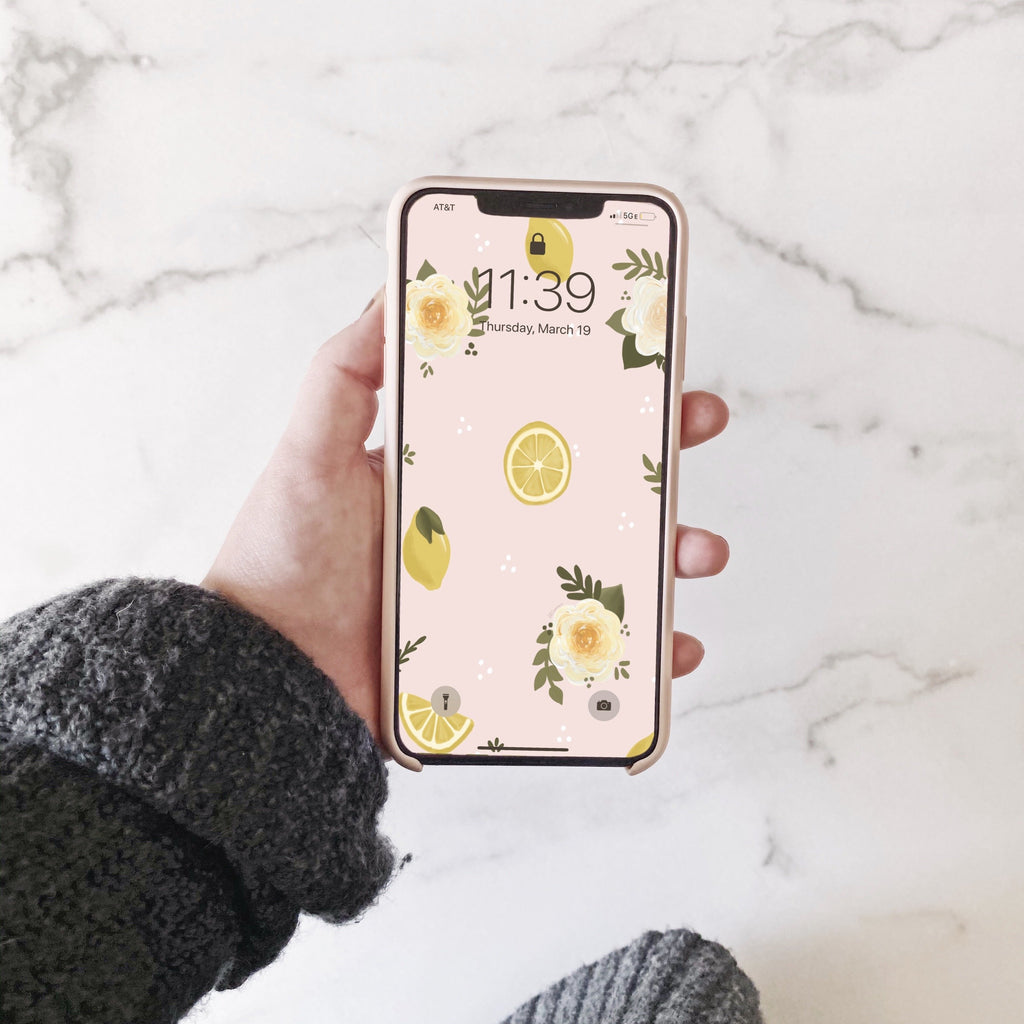 Lemon Floral Phone Wallpaper (Digital Download)
