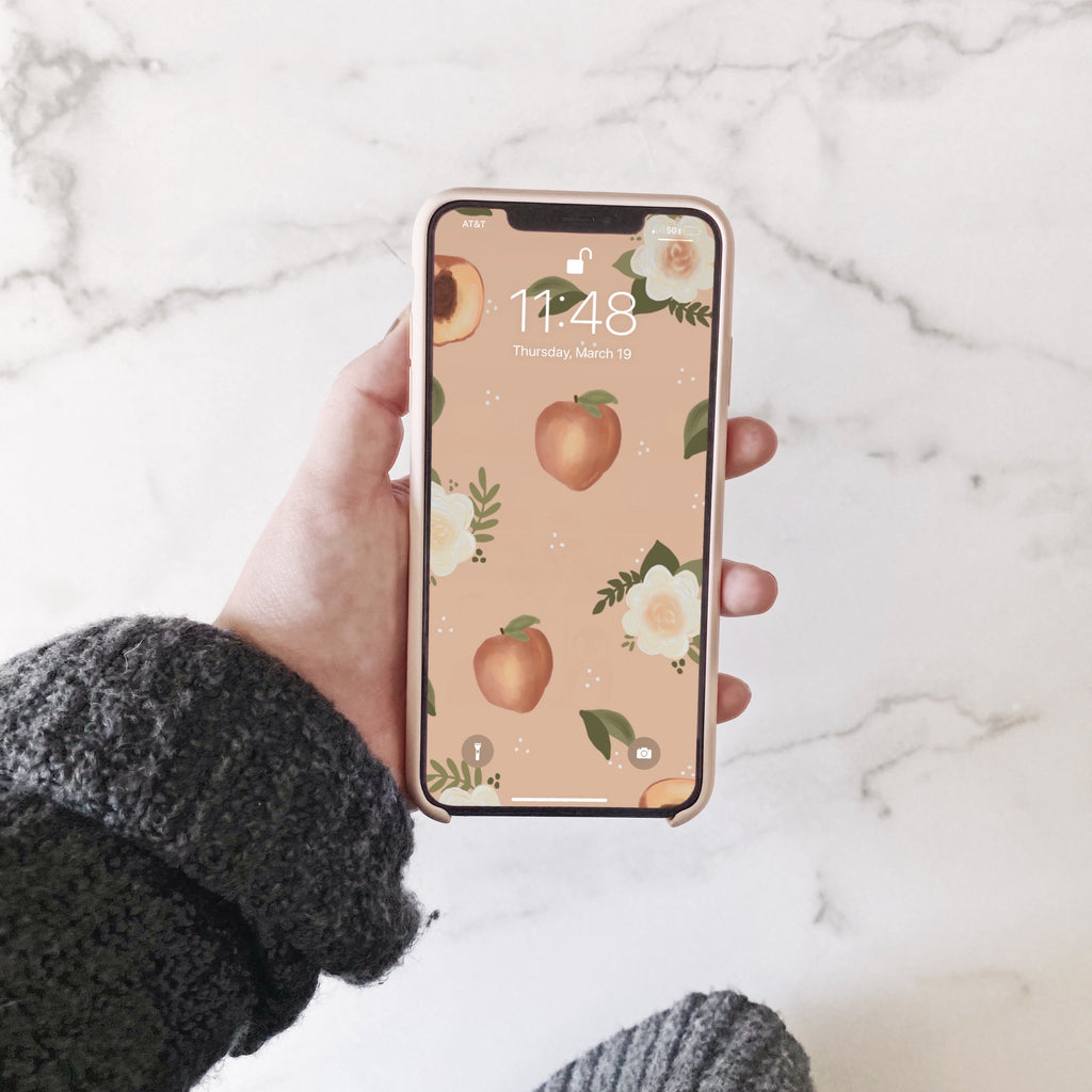 Peach Floral Phone Wallpaper (Digital Download)