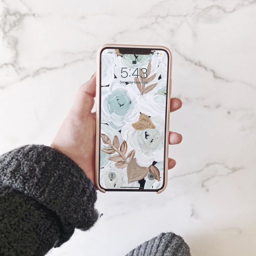 Mint Florals Phone Wallpaper (Digital Download)
