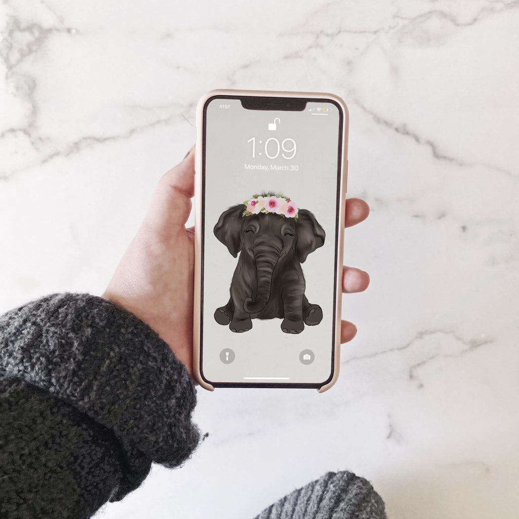Baby Elephant Phone Wallpaper (Digital Download)
