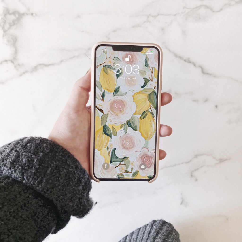 Lemon Florals Phone Wallpaper (Digital Download)