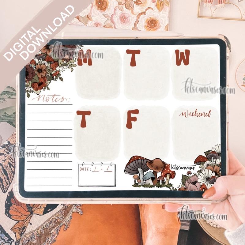 Digital Download Forest Floral Weekly Spread Page