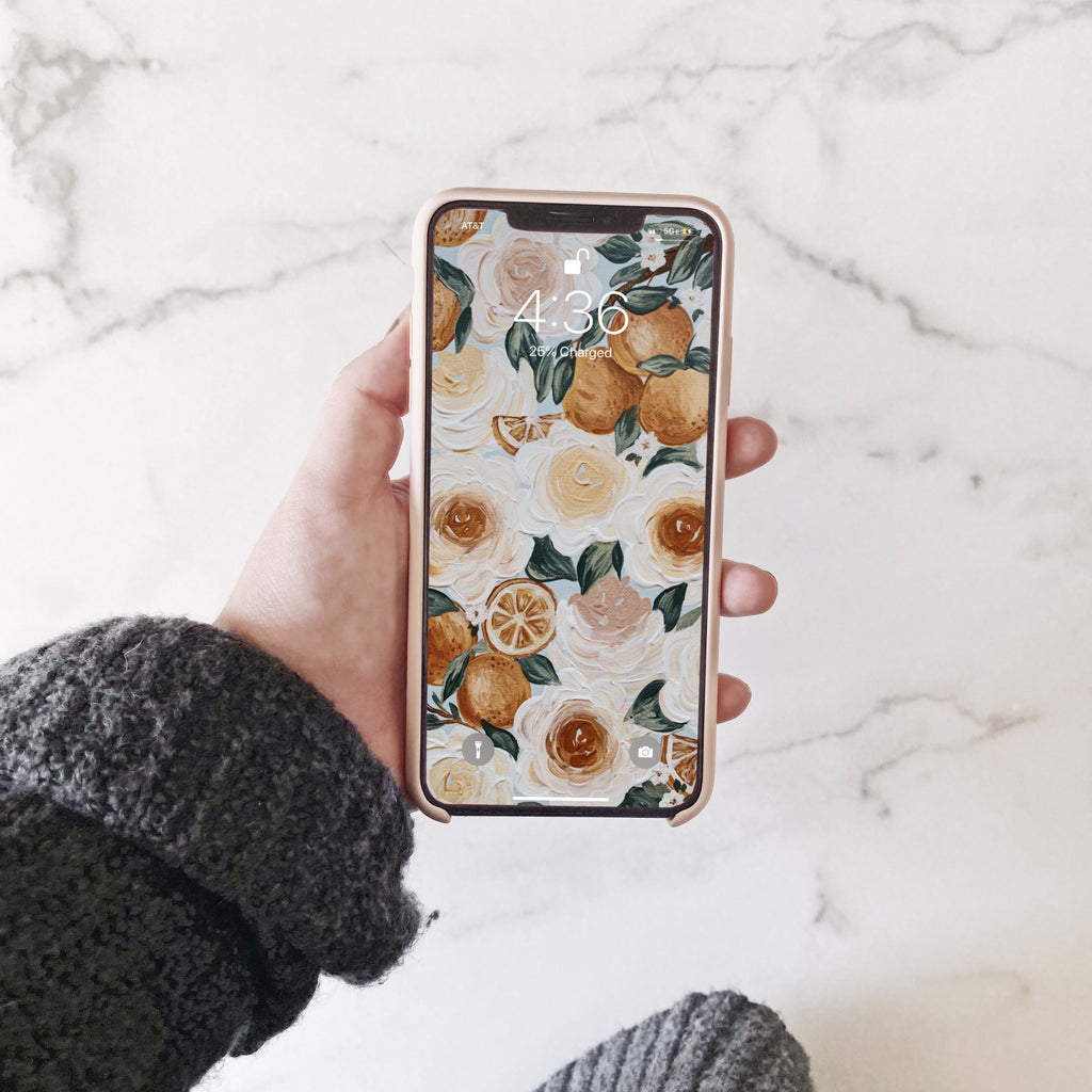 Florals + Oranges Phone Wallpaper (Digital Download)