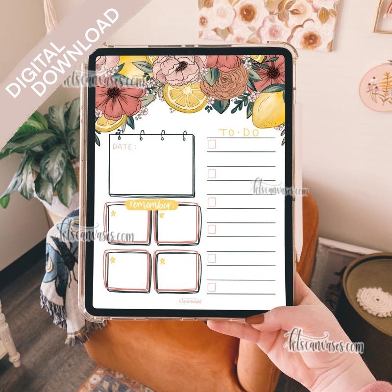 Digital Download Lemon Floral Weekly/Daily Tracker Page