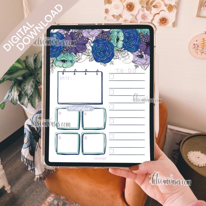 Digital Download Starry Floral Weekly/Daily Tracker Page