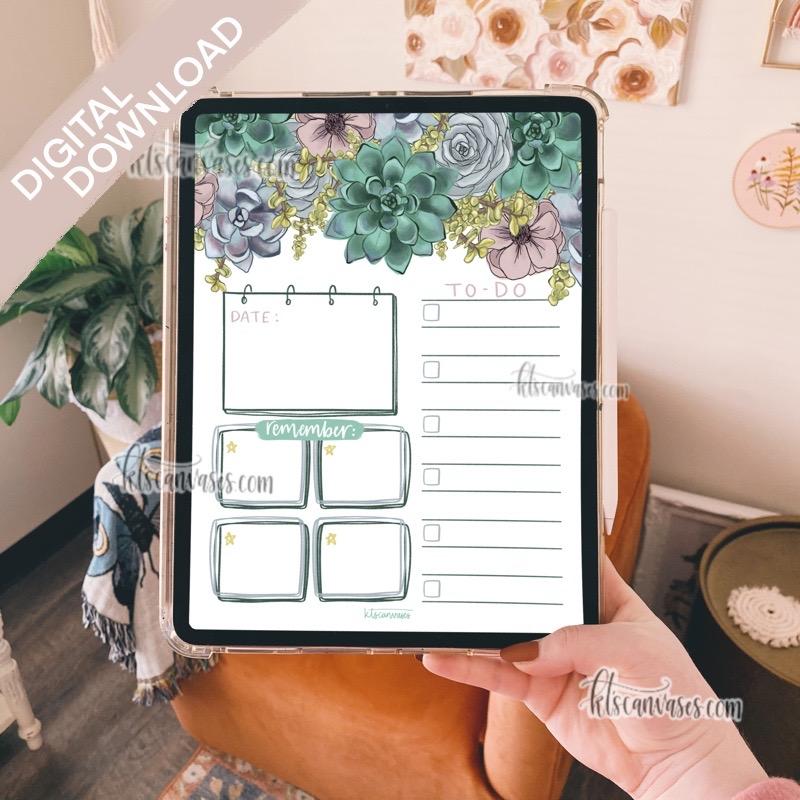Digital Download Succulent Floral Weekly/Daily Tracker Page