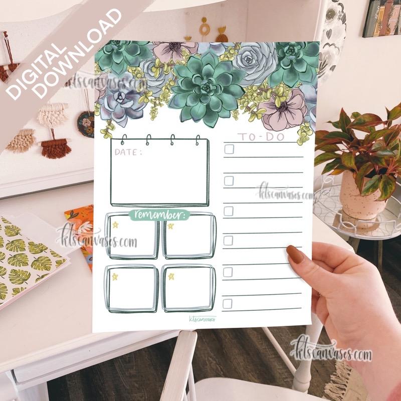 Digital Download Succulent Floral Weekly/Daily Tracker Page