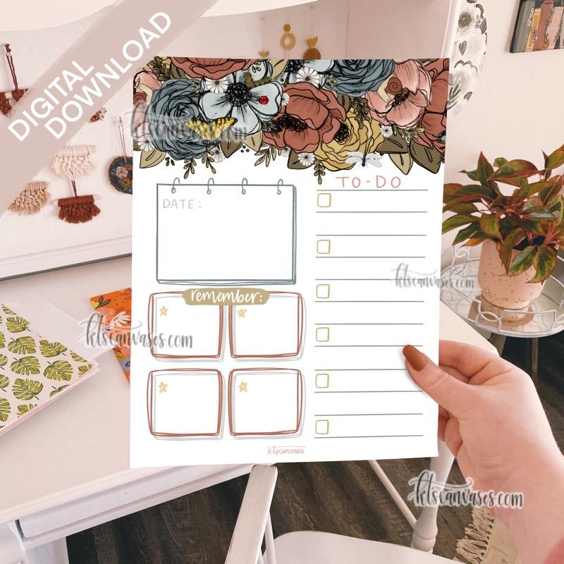 Digital Download Garden Floral Weekly/Daily Tracker Page