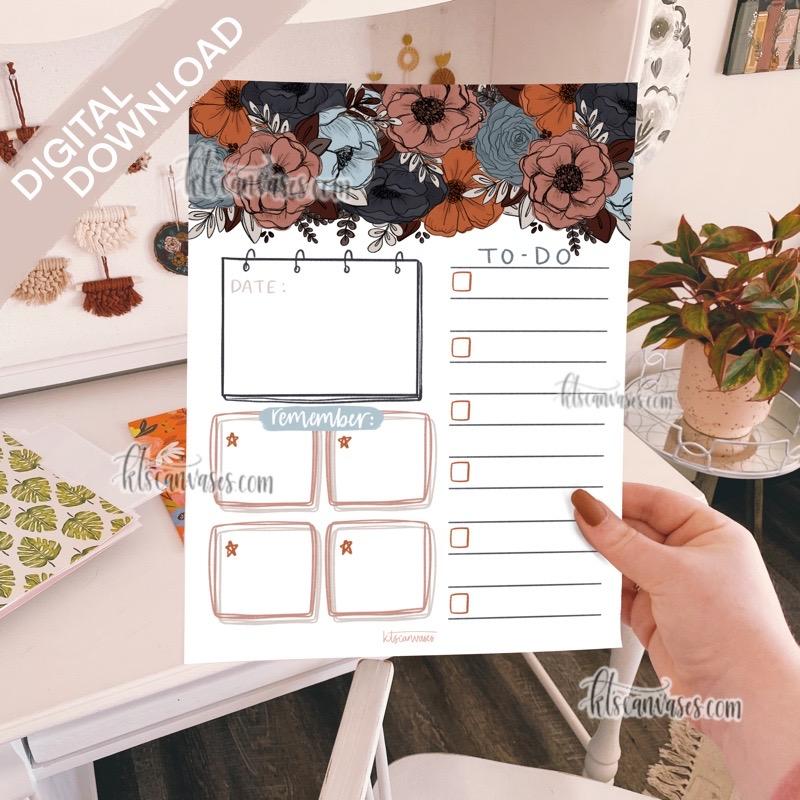 Digital Download Floral Weekly/Daily Tracker Page