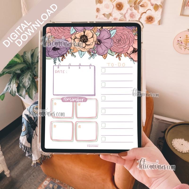 Digital Download Pastel Floral Weekly/Daily Tracker Page