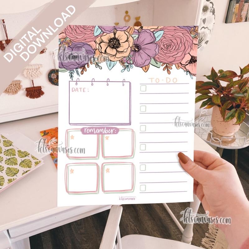 Digital Download Pastel Floral Weekly/Daily Tracker Page