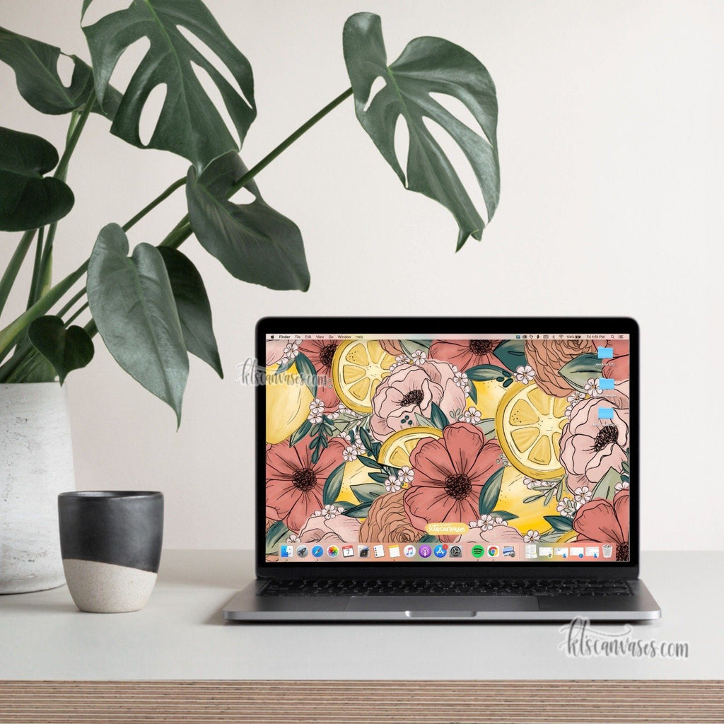 Lemon Florals Desktop Wallpaper (Digital Download)