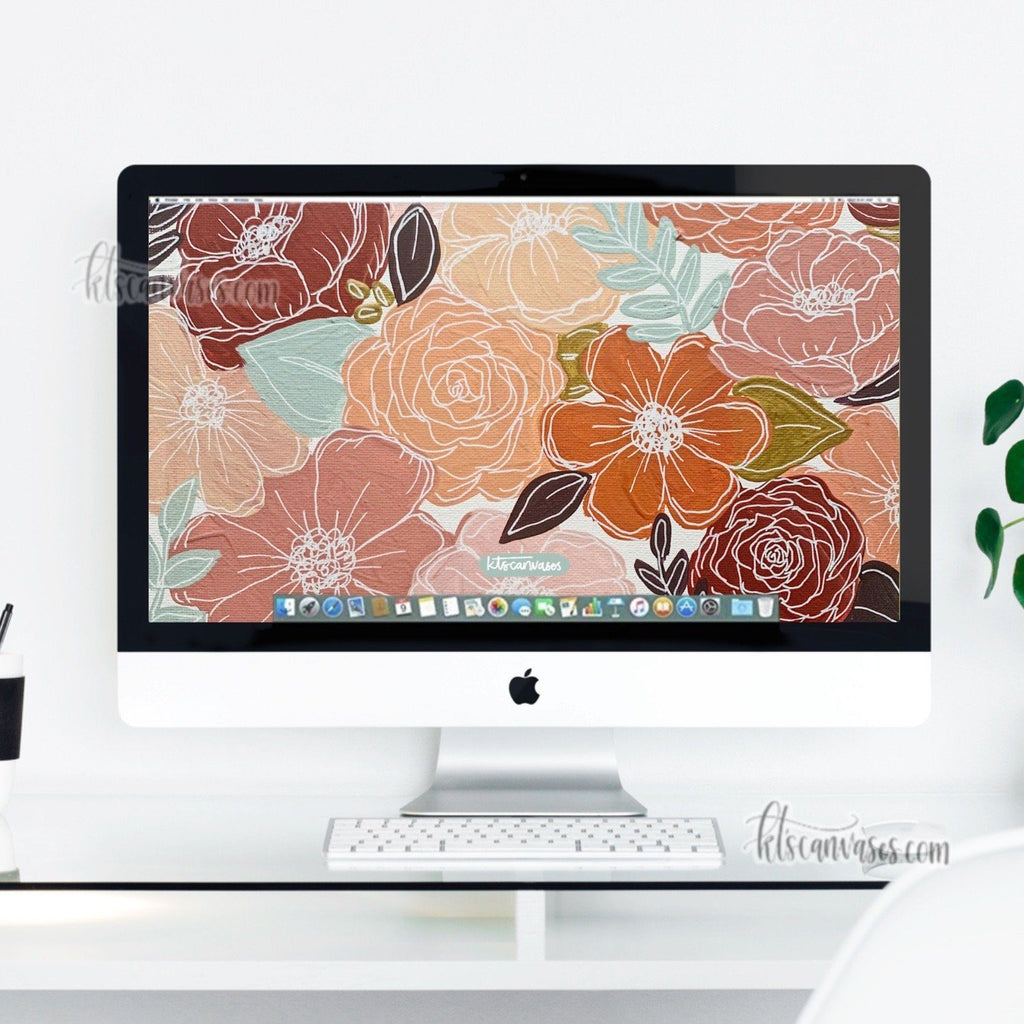 Sunset Florals Desktop Wallpaper (Digital Download)