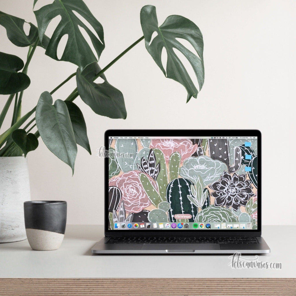 Cactus Florals Desktop Wallpaper (Digital Download)