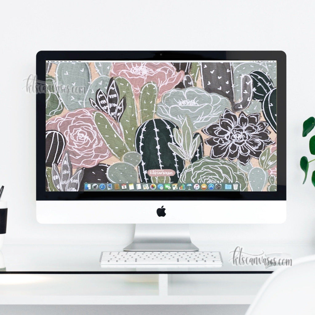 Cactus Florals Desktop Wallpaper (Digital Download)