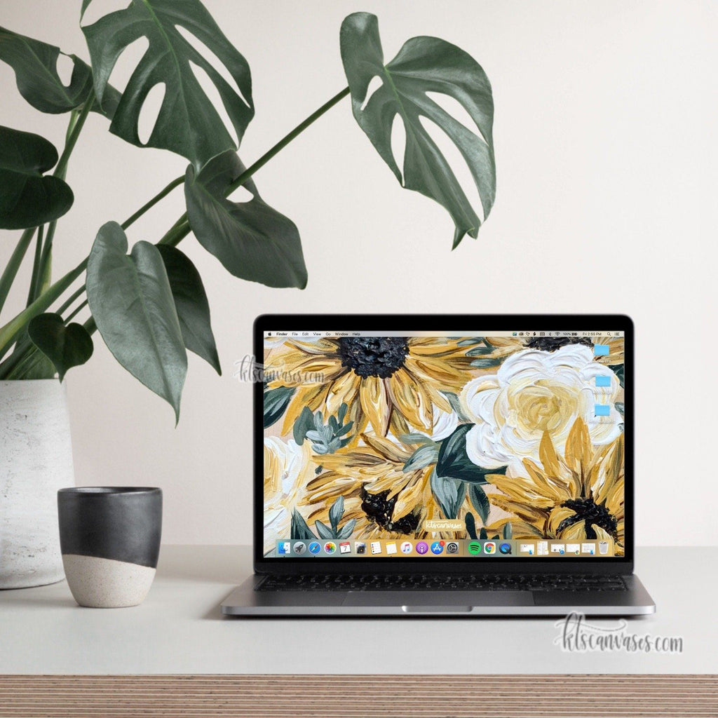 Sunflower Florals Desktop Wallpaper (Digital Download)