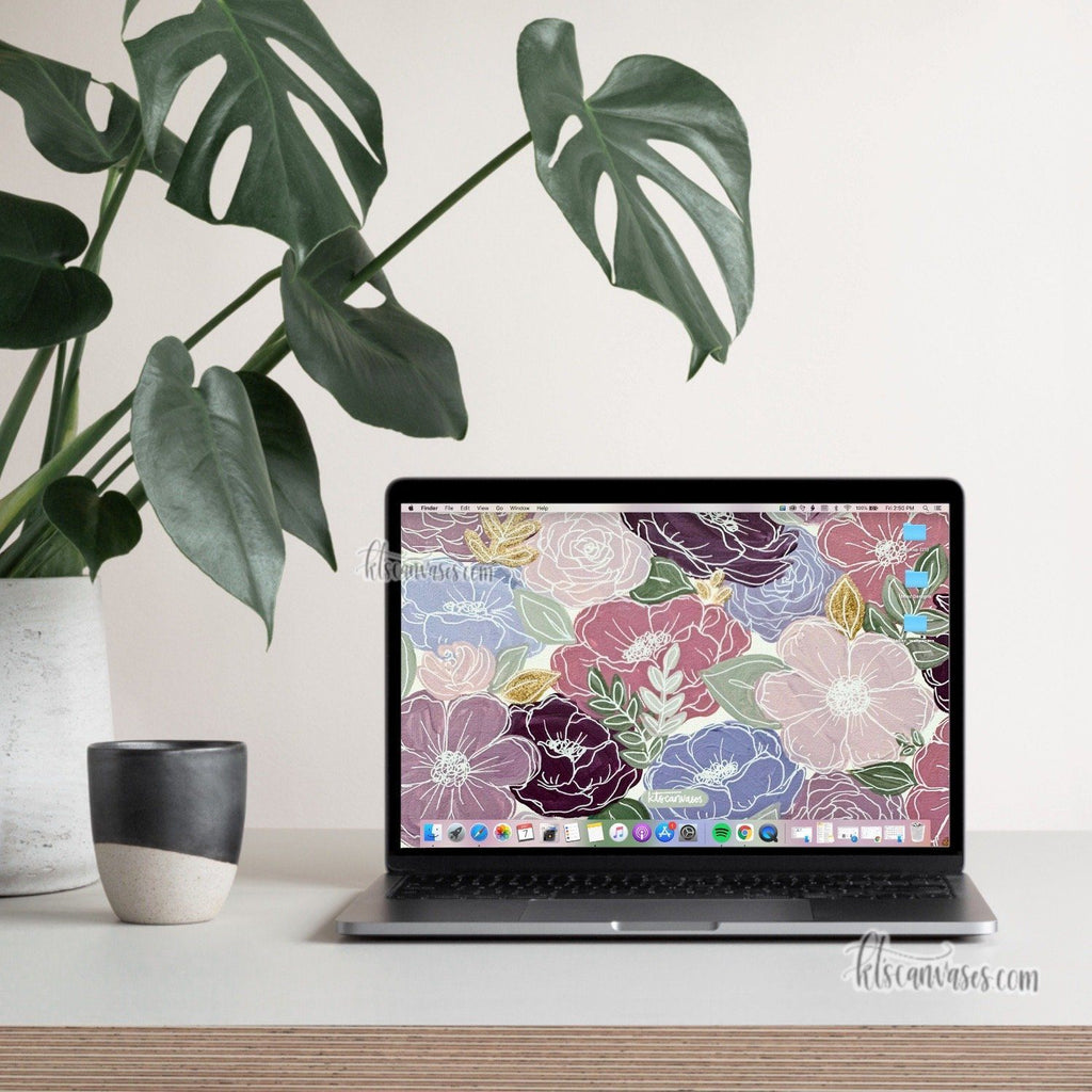Purple Florals Desktop Wallpaper (Digital Download)