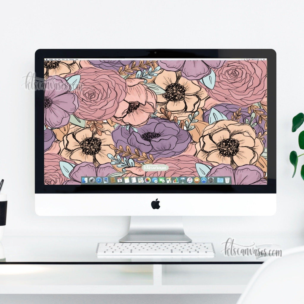 Pastel Florals Desktop Wallpaper (Digital Download)