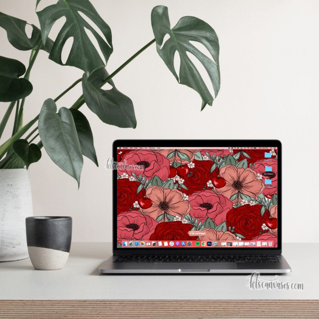 Cherry Florals Desktop Wallpaper (Digital Download)