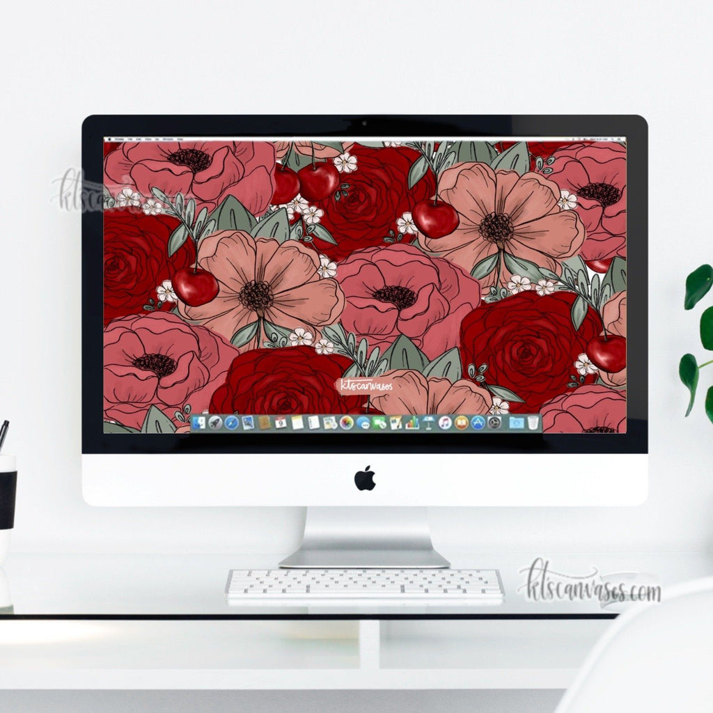 Cherry Florals Desktop Wallpaper (Digital Download)