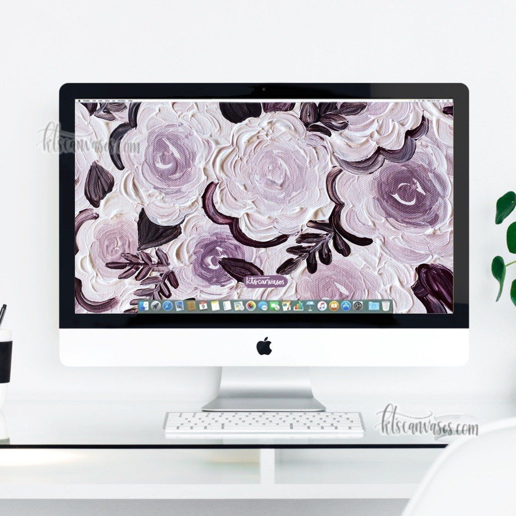 Purple Messy Florals Desktop Wallpaper (Digital Download)