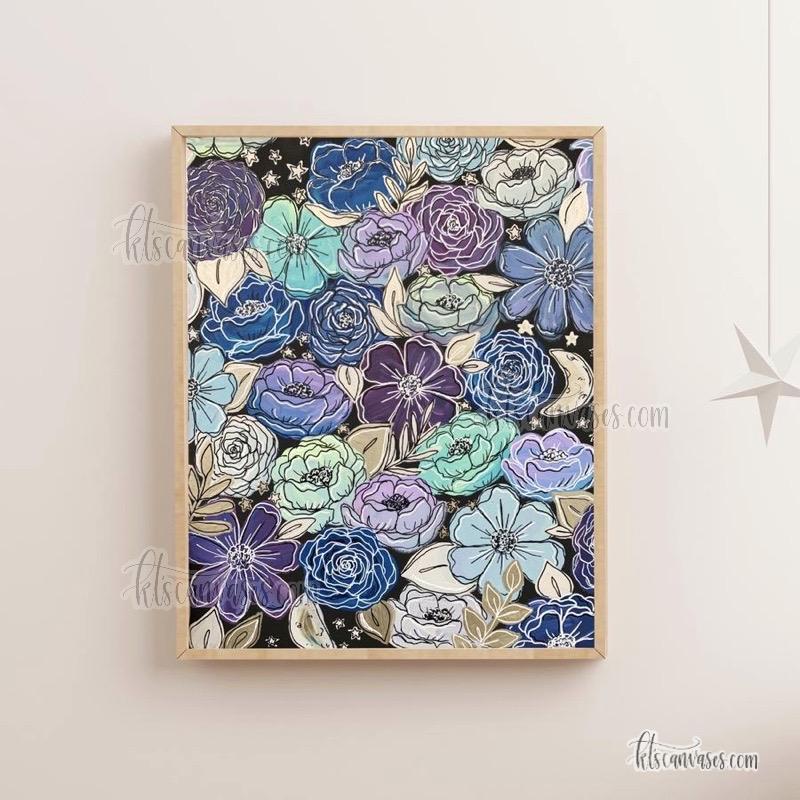 Galaxy Outlined Florals Art Print