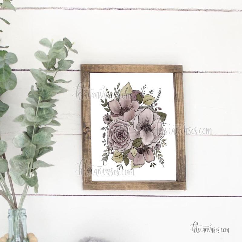 Purple Sketched Florals Art Print