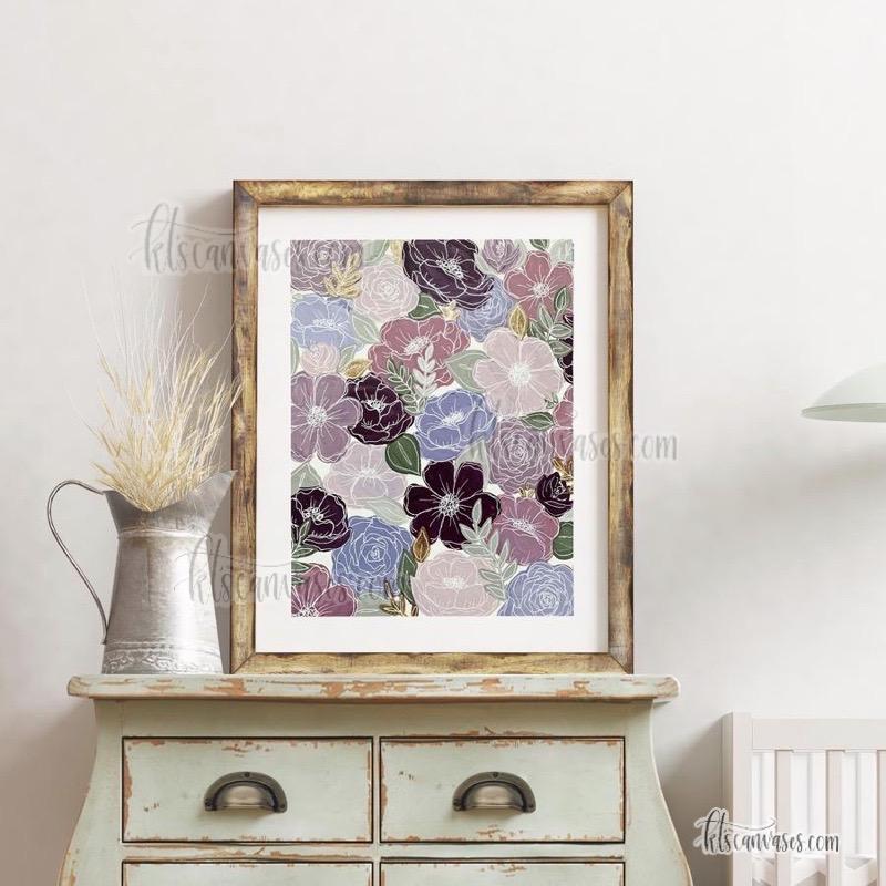 Purple Painted Florals Art Print