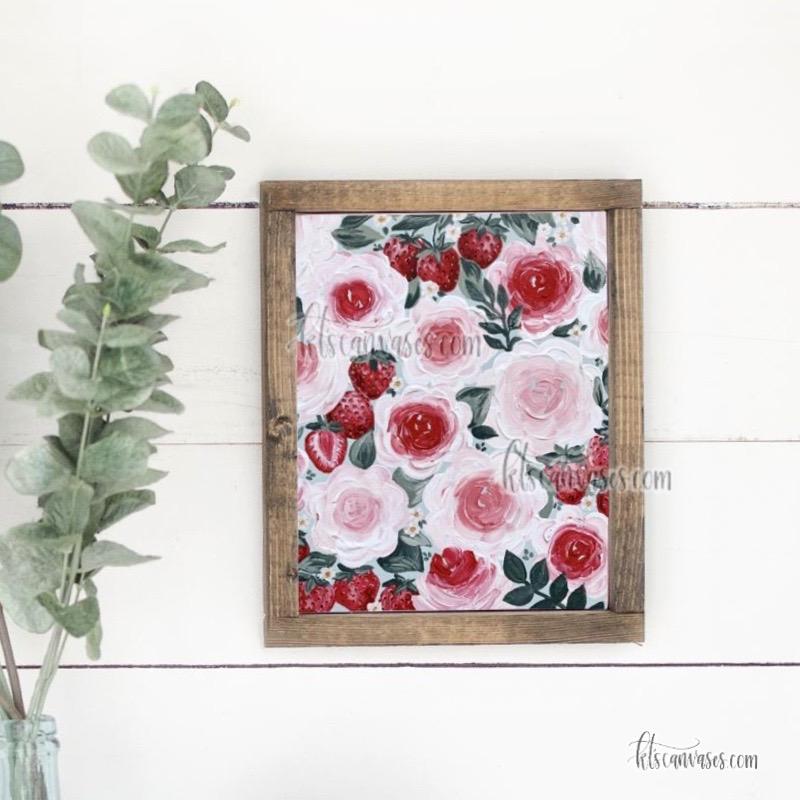 Strawberries + Florals Art Print