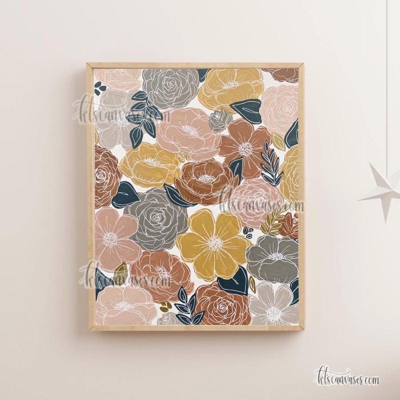 Earthy Painted Florals Art Print