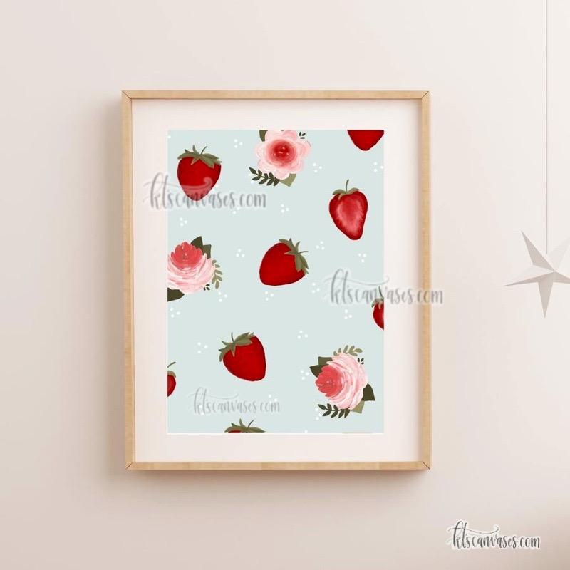 Floral Strawberry Art Print