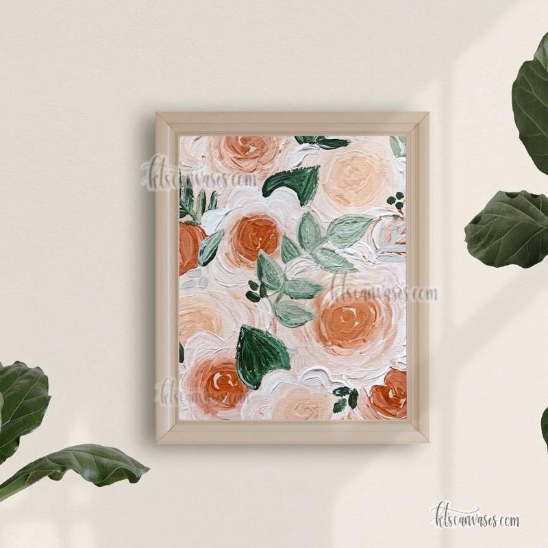 Peachy Acrylic Florals Art Print
