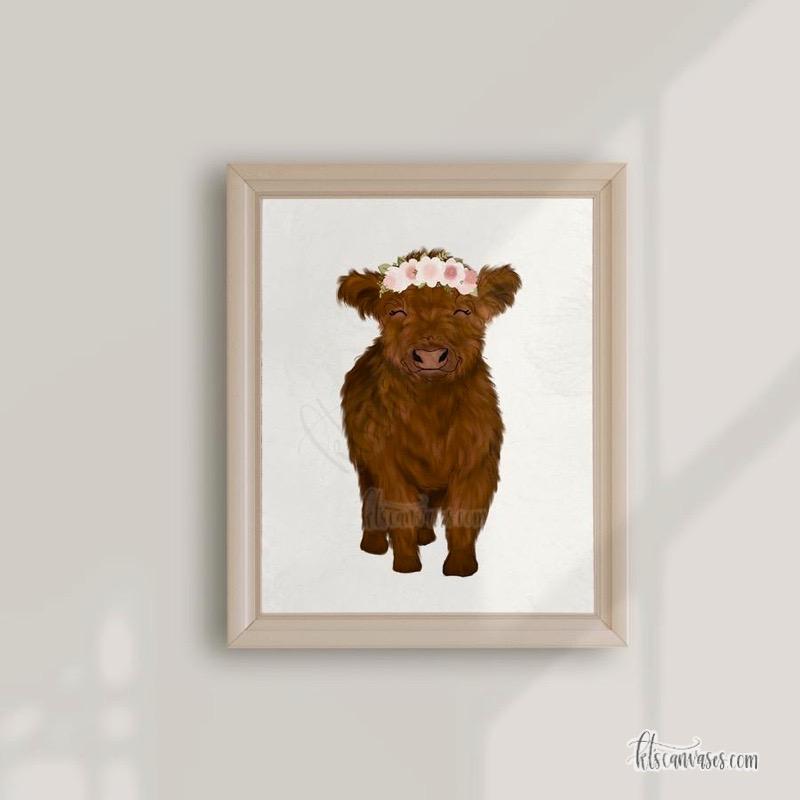 Baby Highland Cow Art Print