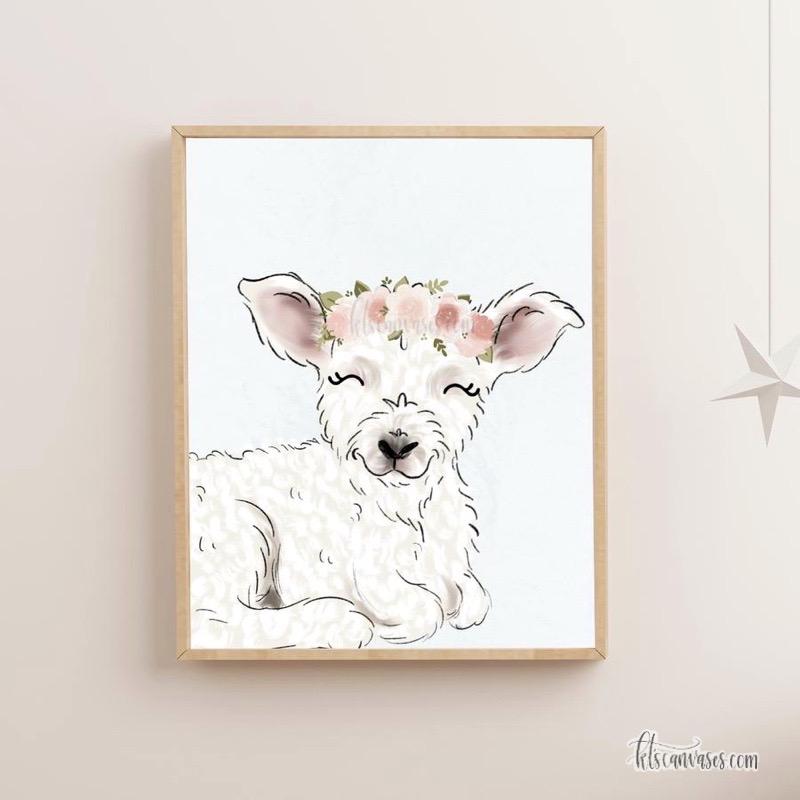 Floral Crown Lamb Art Print