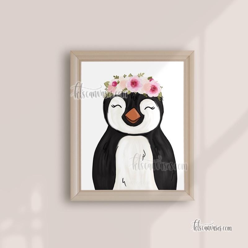 Floral Penguin Art Print