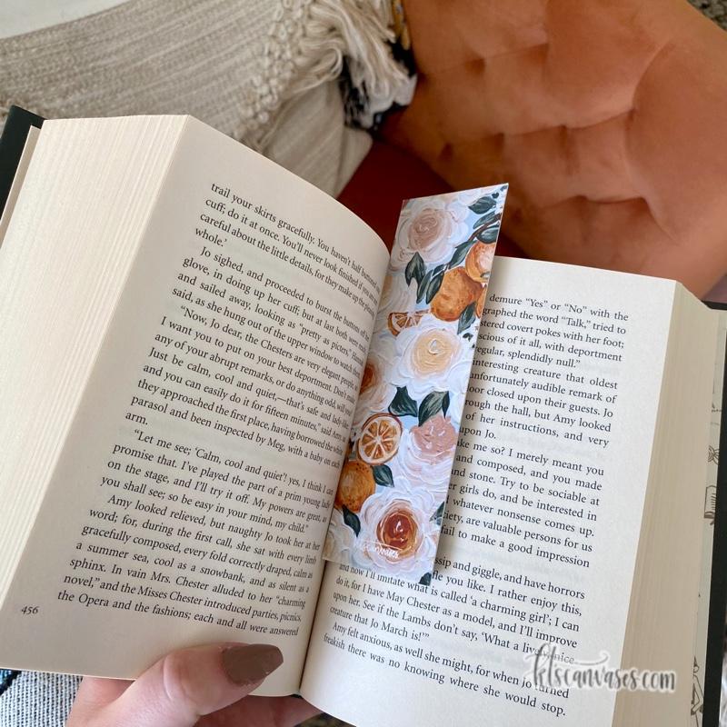 Oranges + Florals Double Sided Bookmark