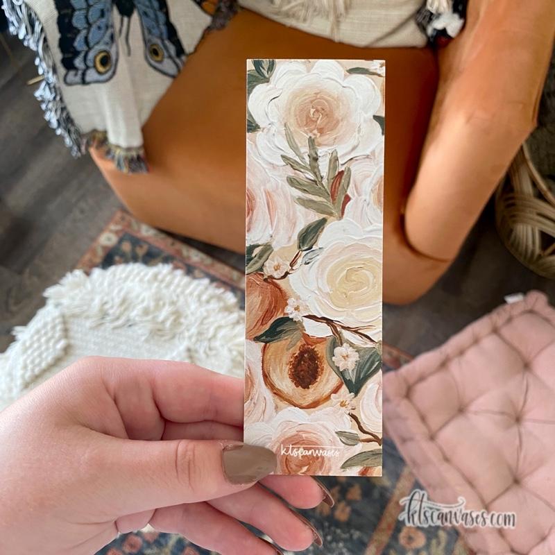 Peaches + Florals Double Sided Bookmark