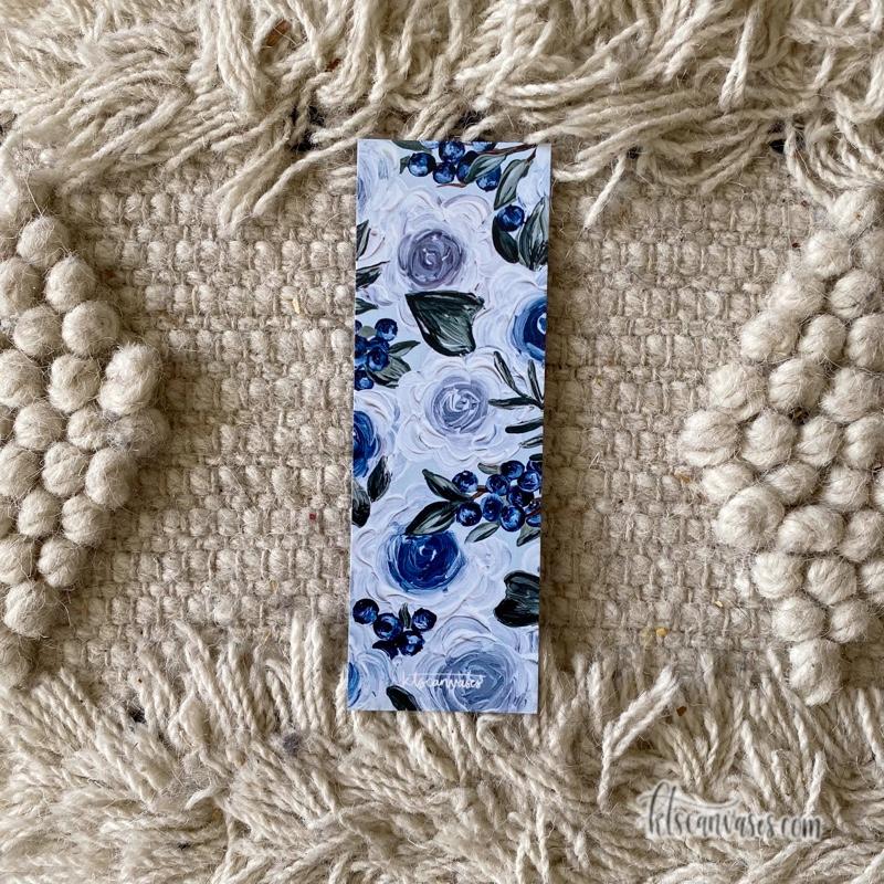 Blueberries + Florals Double Sided Bookmark