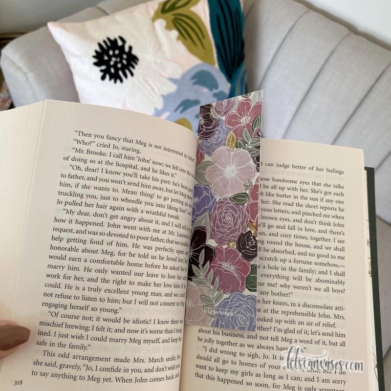 Purple Florals Double Sided Bookmark