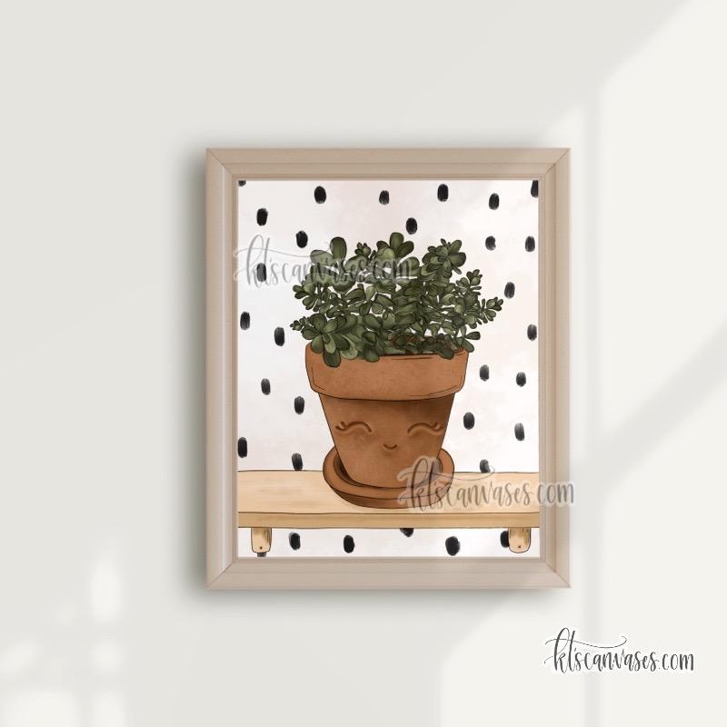 Happy Jade Plant Art Print