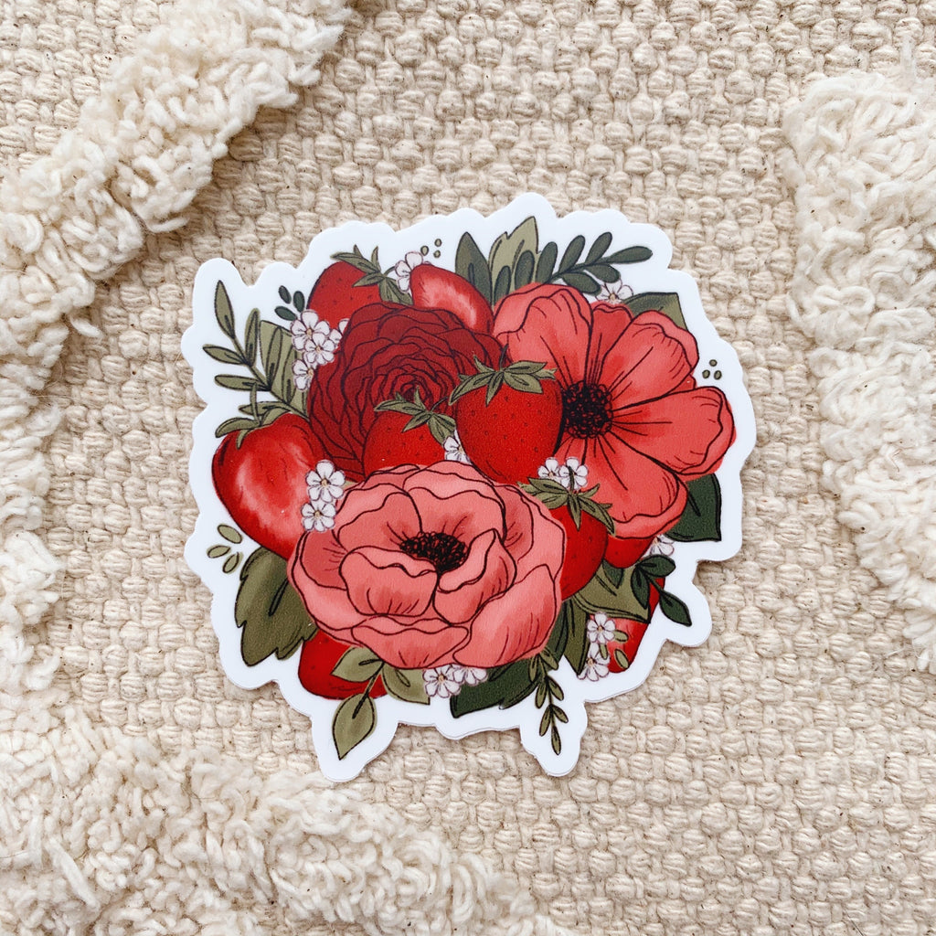 Strawberry Florals Sticker