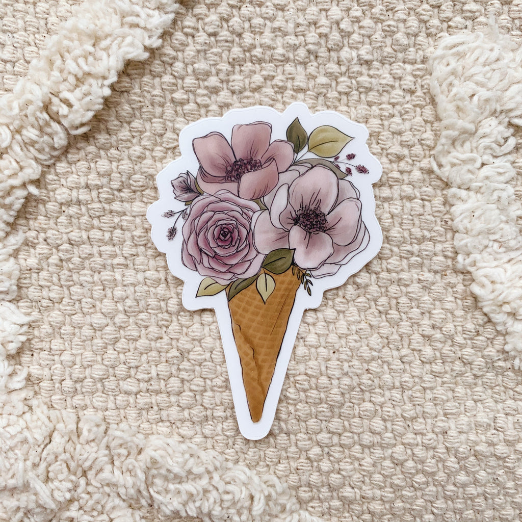Floral Ice Cream Sticker