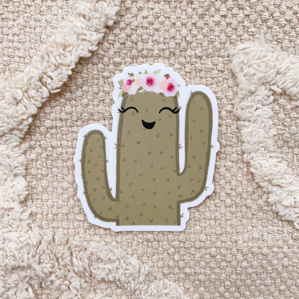 Floral Crown Cactus Sticker