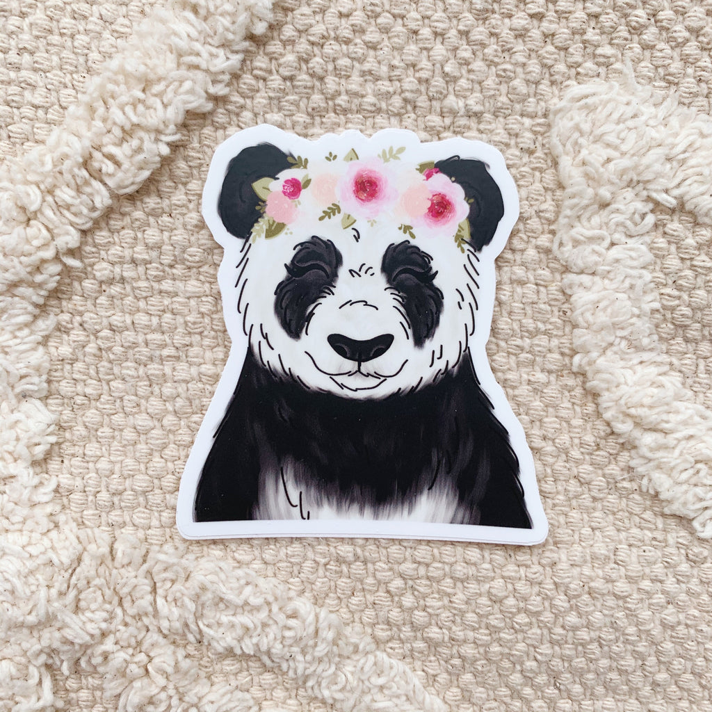 Floral Crown Panda Sticker