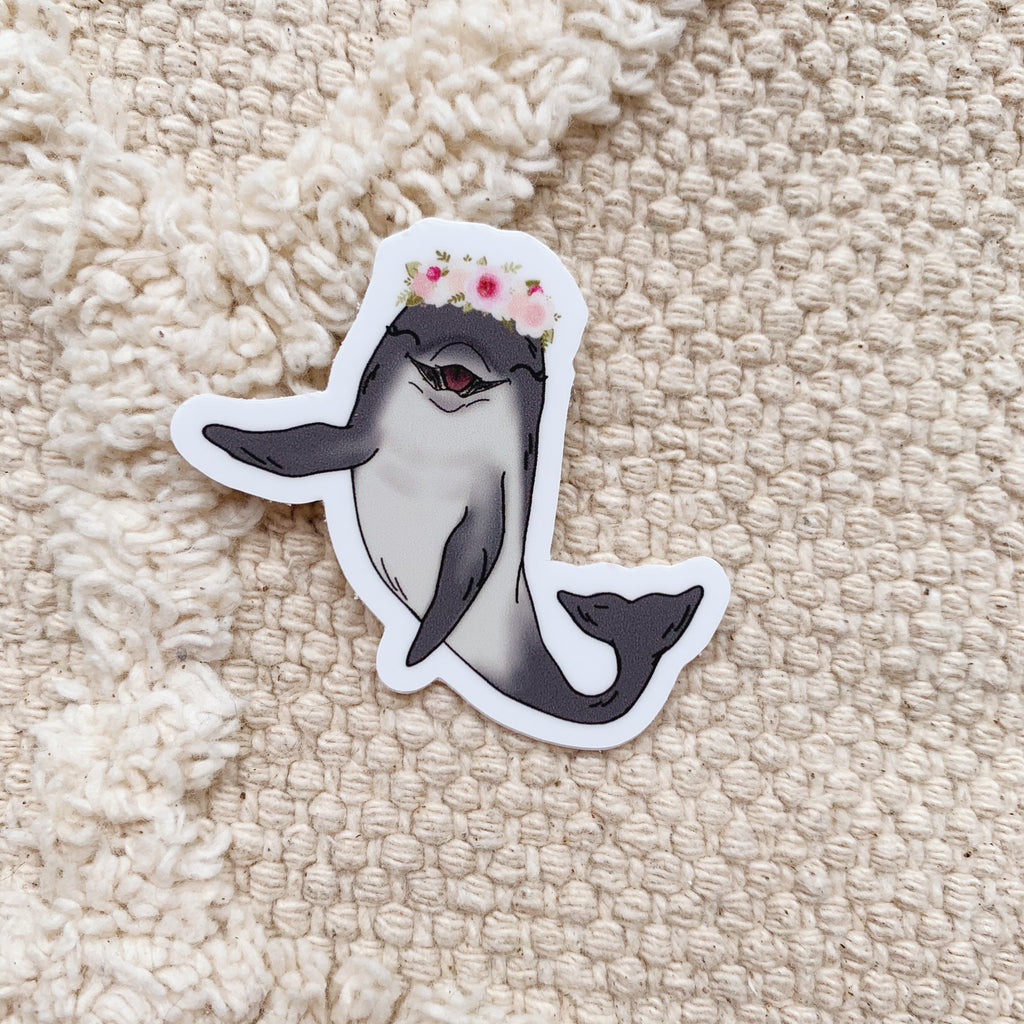 Mini Floral Crown Dolphin Sticker