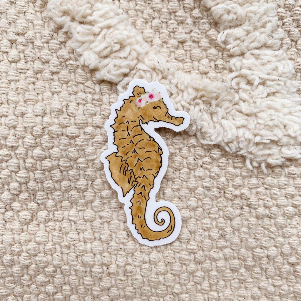 Mini Floral Crown Seahorse Sticker