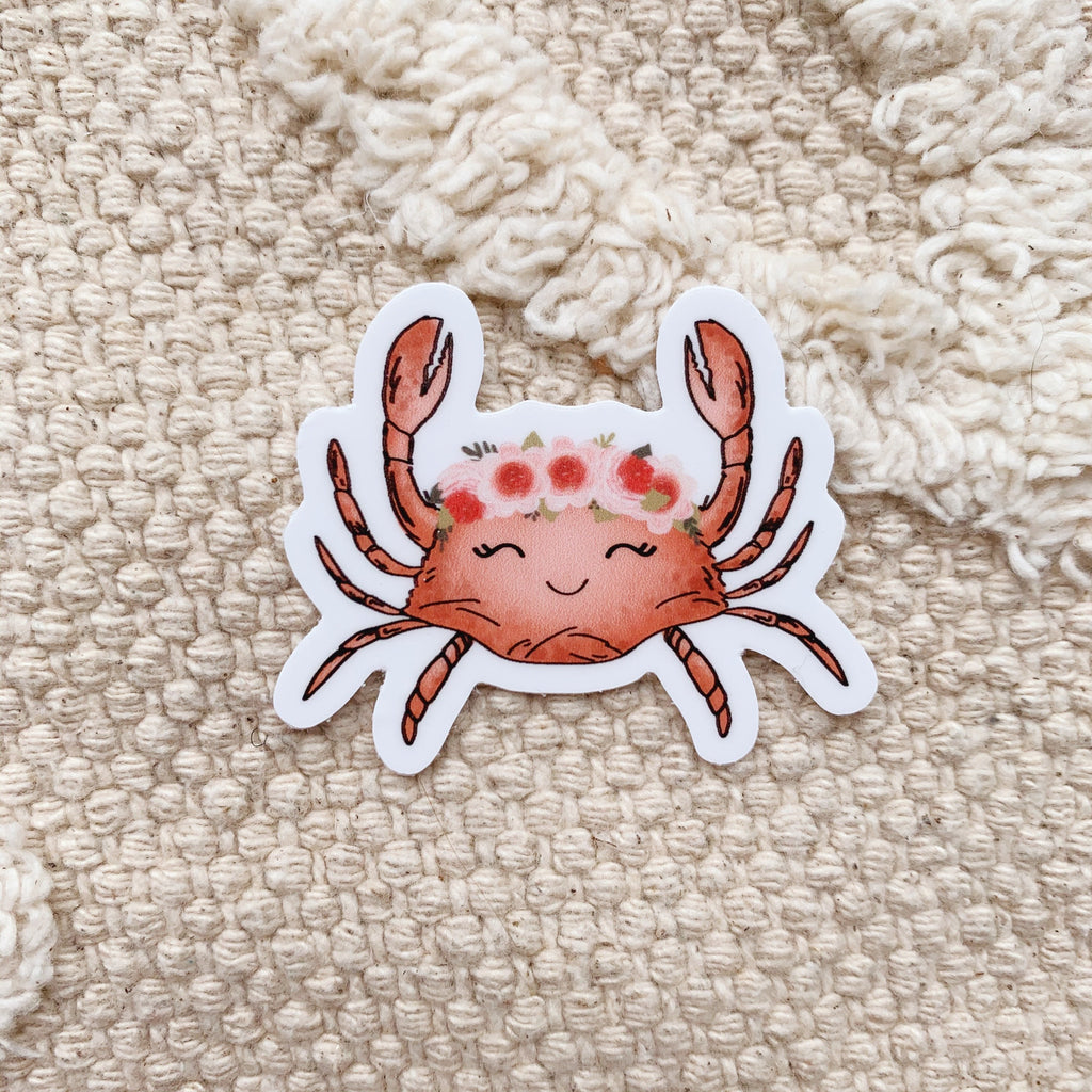 Mini Floral Crown Crab Sticker