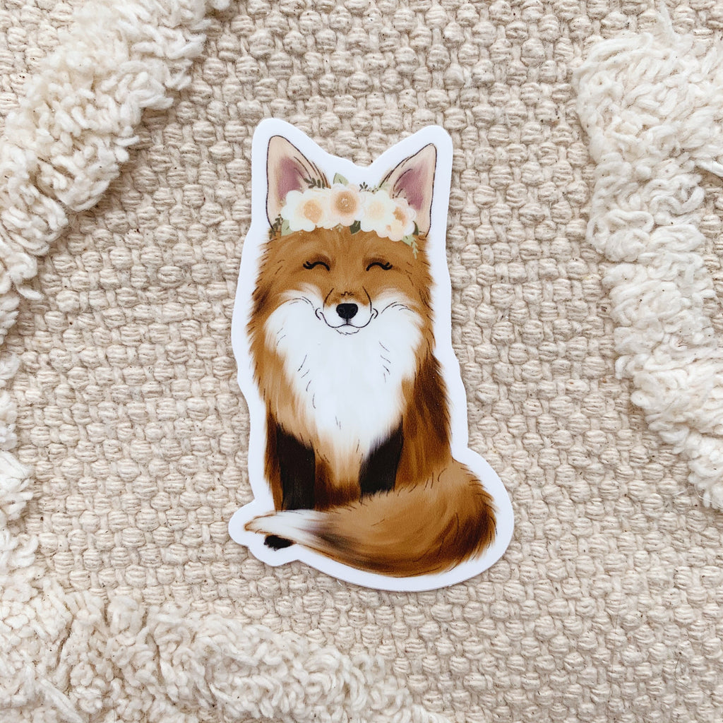 Floral Crown Fox Sticker